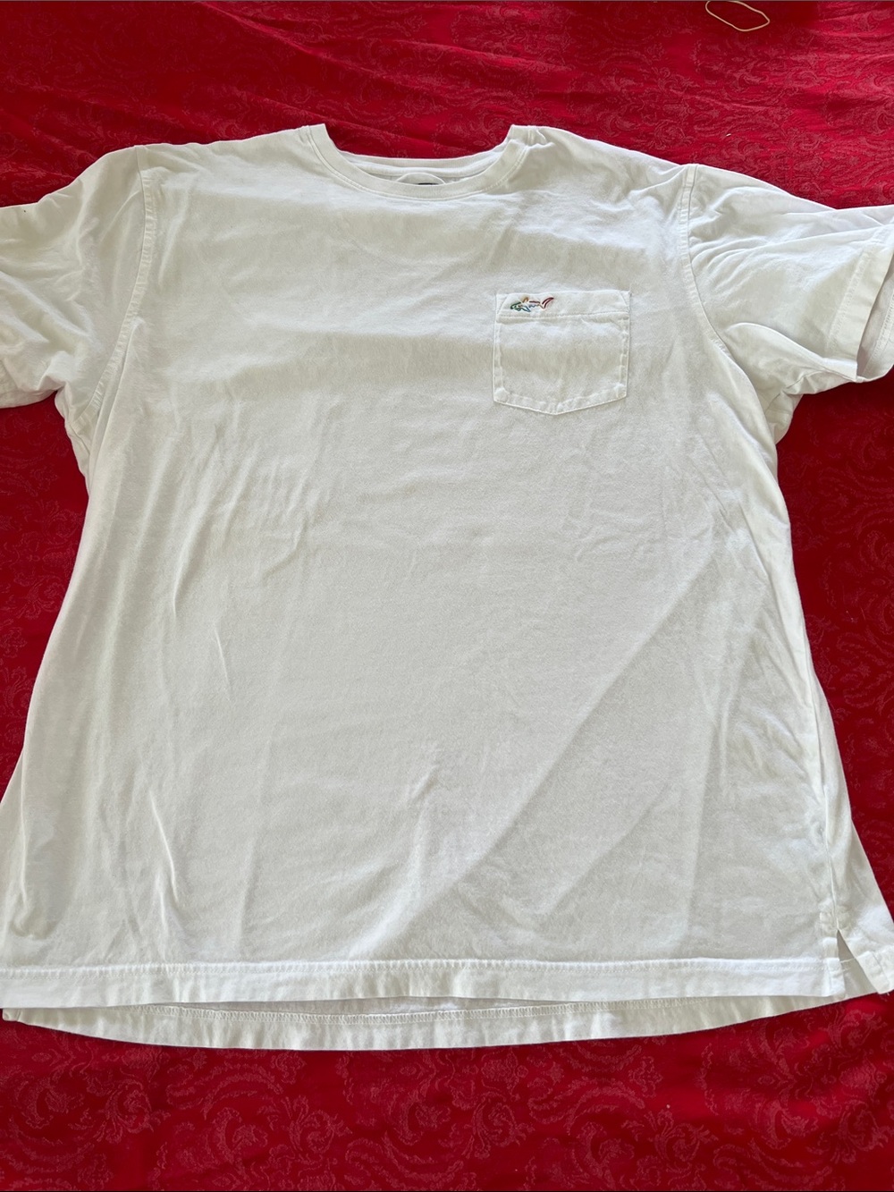 Greg Norman White Pocket T-Shirt Men's XXL Embroidered Shark Logo Cotton Crew